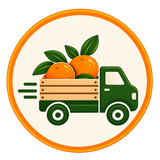 Icona di un camioncino con arance che rappresenta la consegna diretta dal produttore Sicula Food Express.